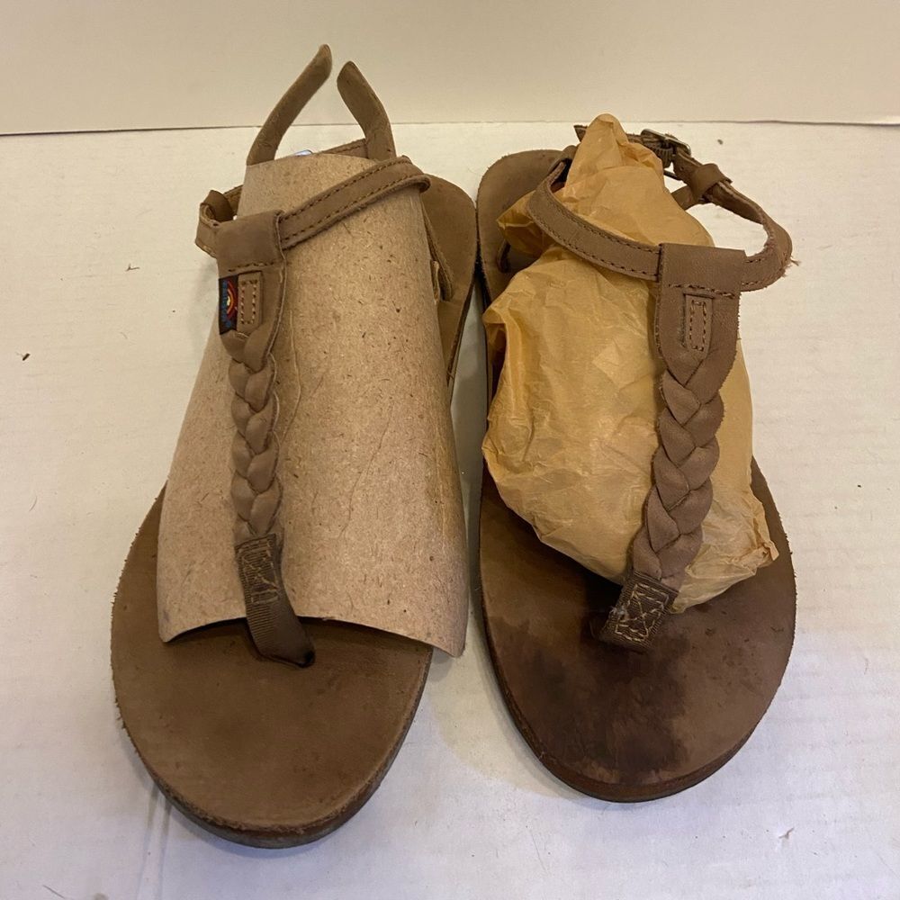 Rainbow braided thong sandals large size 9